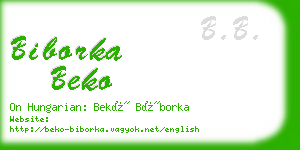 biborka beko business card